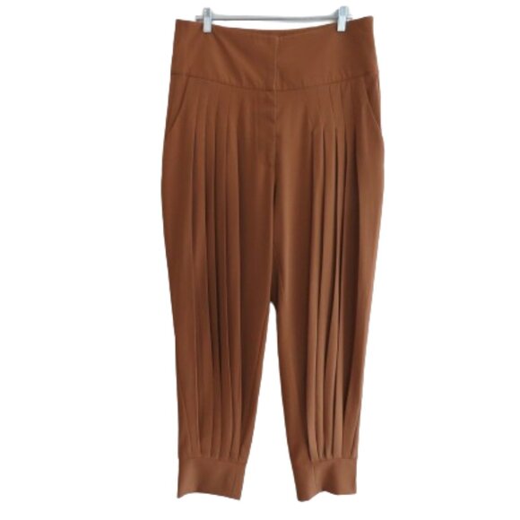 The Kemist Pants - THE KEMIST Tan Multi Pleat Front Baggy High Rise Tapered Pants UK 18 US 14